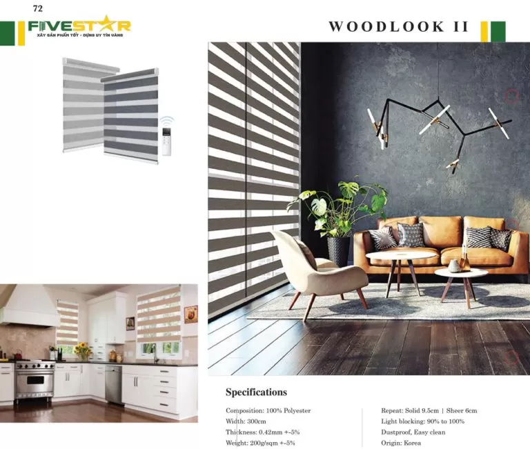 Rèm cầu vồng cản nắng hãng FIVESTAR mã Woodlook plus