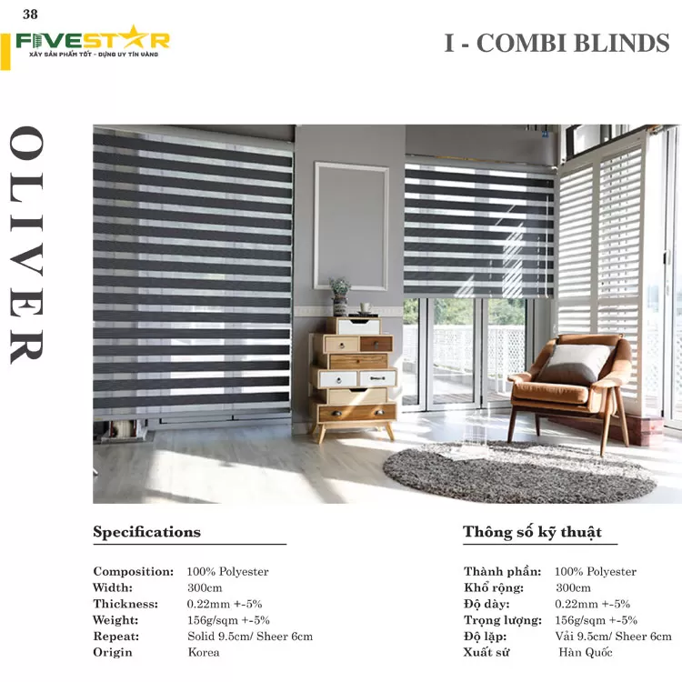 Rèm cầu vồng giá rẻ hãng FIVESTAR mã Oliver