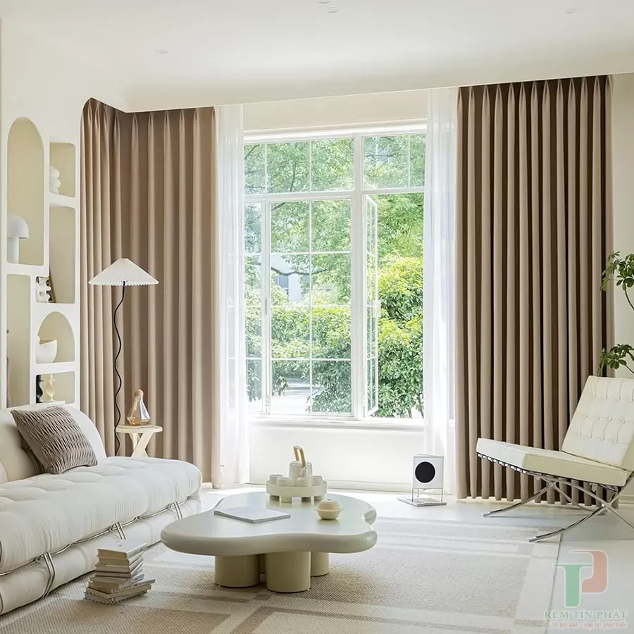 Rèm vải 1 lớp giá rẻ cho phòng khách chung cư