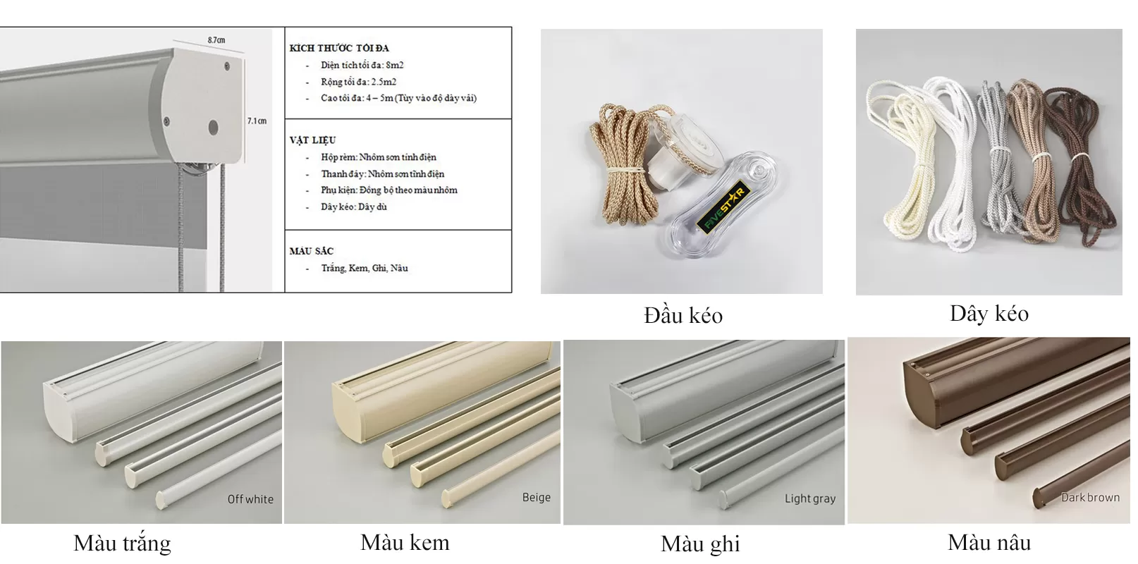 Rèm cầu vồng cản nắng hãng FIVESTAR mã Woodlook plus